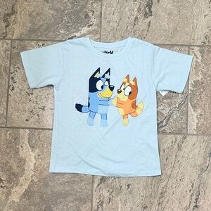 NWT Size XSmall (4-5) Light Blue Bluey & Bingo Graphic Tee